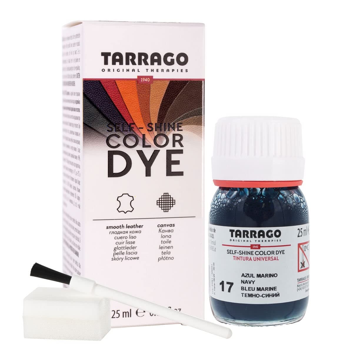 Tinte para Zapatos y Bolsos de Cuero y Textil con Esponja y Brocha | Cubre Rozaduras y Desgastes del Calzado | Gama de 90 colores — view 74
