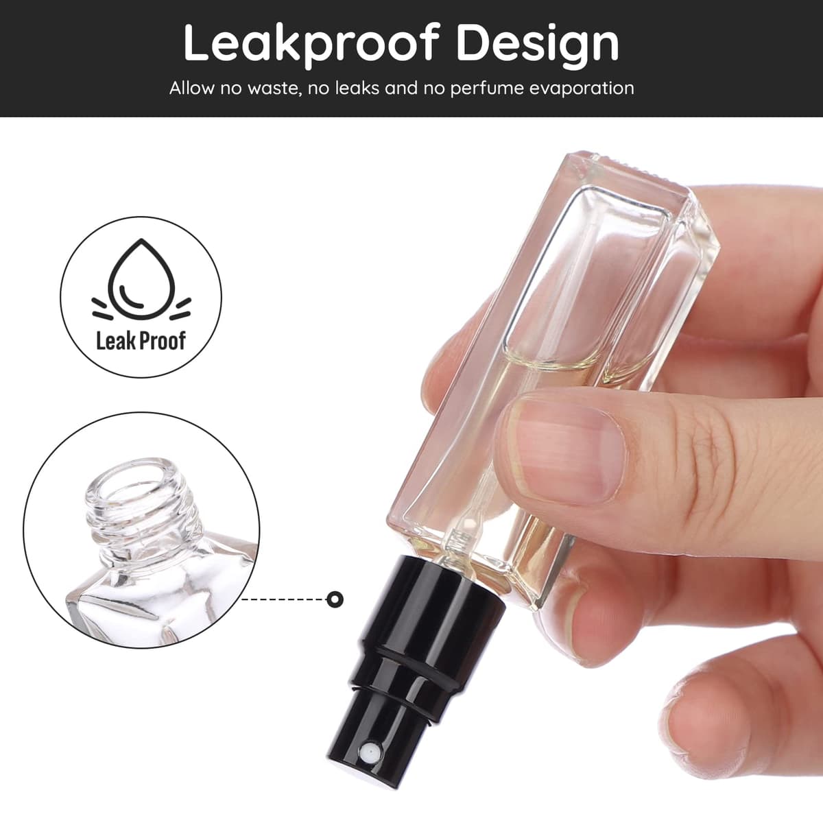 Segbeauty Atomizador Perfume Recargable, Pulverizador Colonia 10ml, 5 Piezas Pulverizador Pequeño Perfume, recargable y Portátil, Vidrio, para Viaje Hombres y Mujeres (Transparente) — view 2