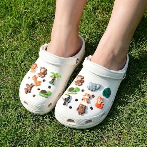 Volumoon 25 PCS Animal Theme Shoe Charms Set, Cute Cartoon Decorative Shoe Charms, Assorted Colors & Styles Shoes Accessories for Girls Boys Teens Adults Birthday Party Festival Gift — view 5