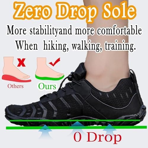 MIFAWA Barefoot Shoes Men Women Minimalist Shoes Zero Drop Workout Cross-Trainer Hiking Water Wide Toe Box Hike Footwear Grounded for Women Black — view 2
