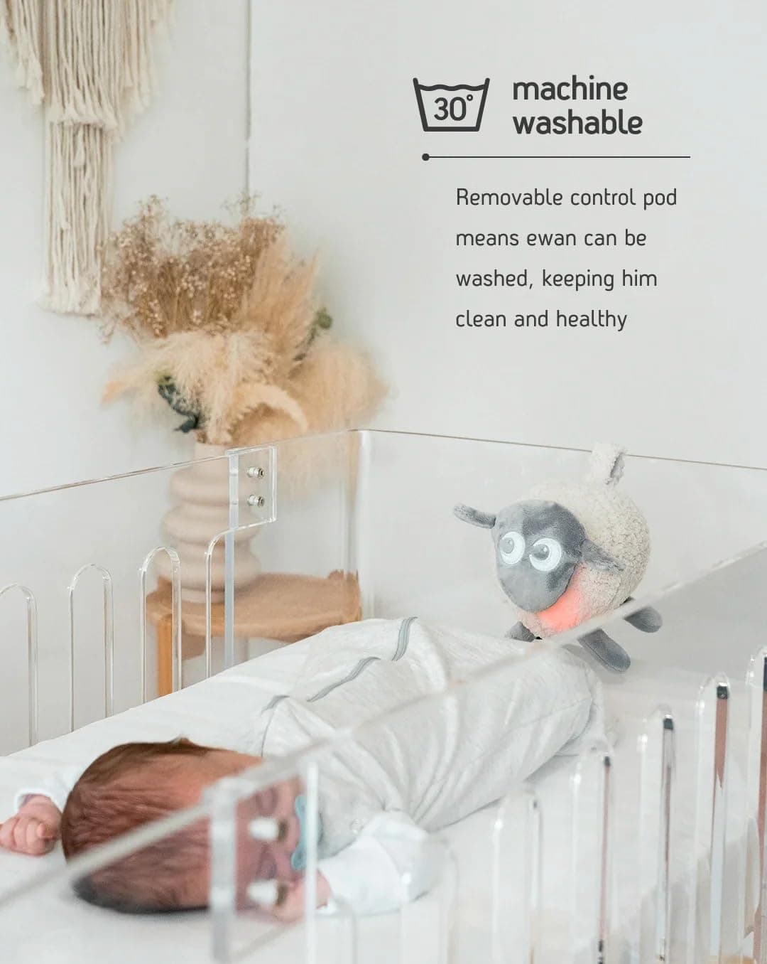 Sweet Dreamers, Rechargeable Ewan Deluxe, Grey | Baby & Infant Sleep Aid Gift | Cry Sensor & Nightlight | 10 Soothing White & Pink Noise Sounds | Continuous or Timer Playback | Machine Washable — view 5