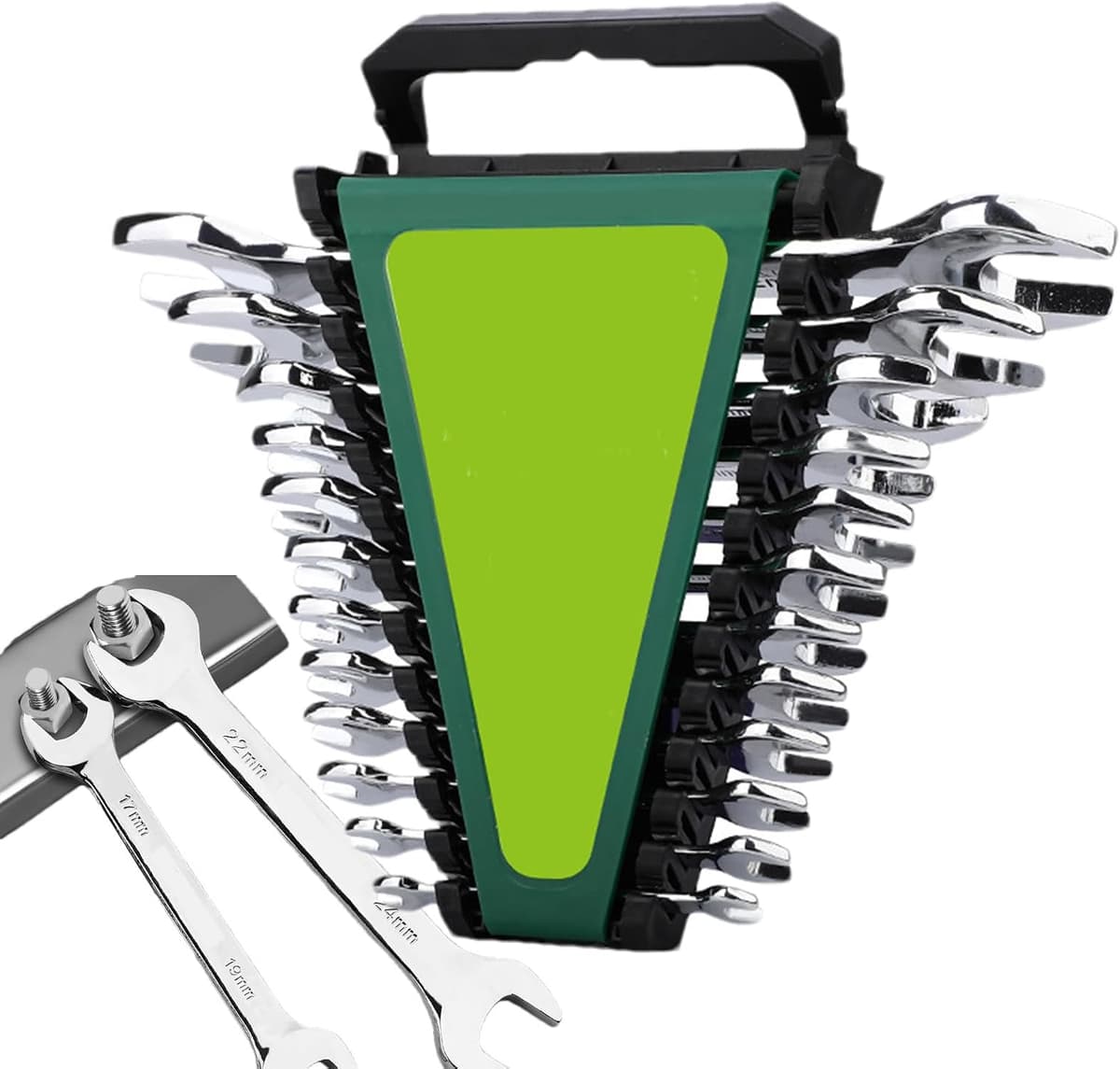 Ratchet Wrench Set Metric, Metric Wrench Set, Wrench Tool Set, Metric Wrench | 0.2 - 1.3 inches (6 - 32 mm) Size, 12 Combination Wrenches with Storage Rack, Millimeter Tool Open End Spanner