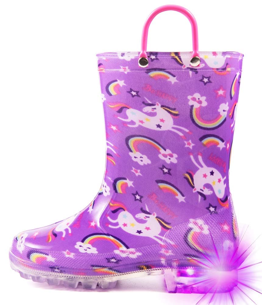 Hugrain Kids Adorable Light Up Wellies with Easy On Handles — view 17