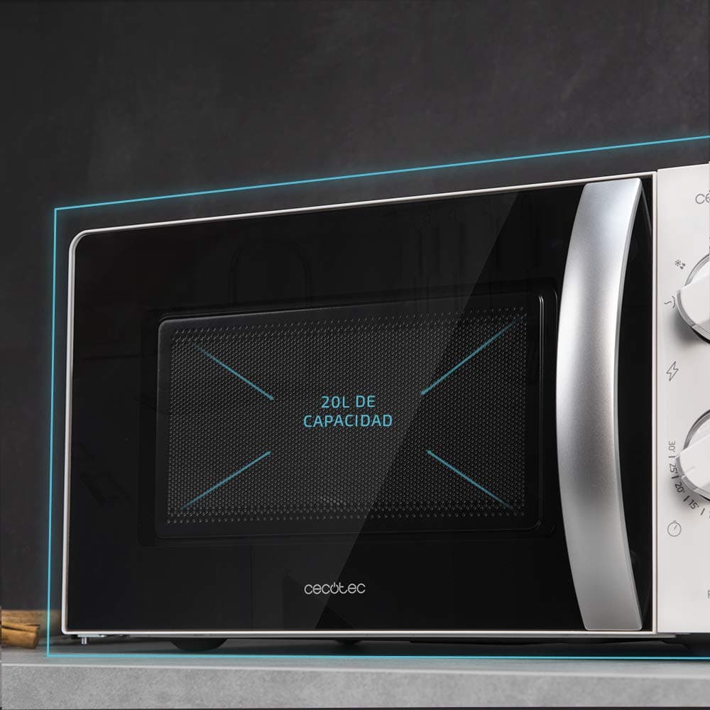 Cecotec Microondas con Grill ProClean 2110. 700W con 6 Niveles de Potencia, Capacidad 20 L, Función Grill, Tecnología 3DWave, Modo Descongelación, Temporizador hasta 30mins — view 3
