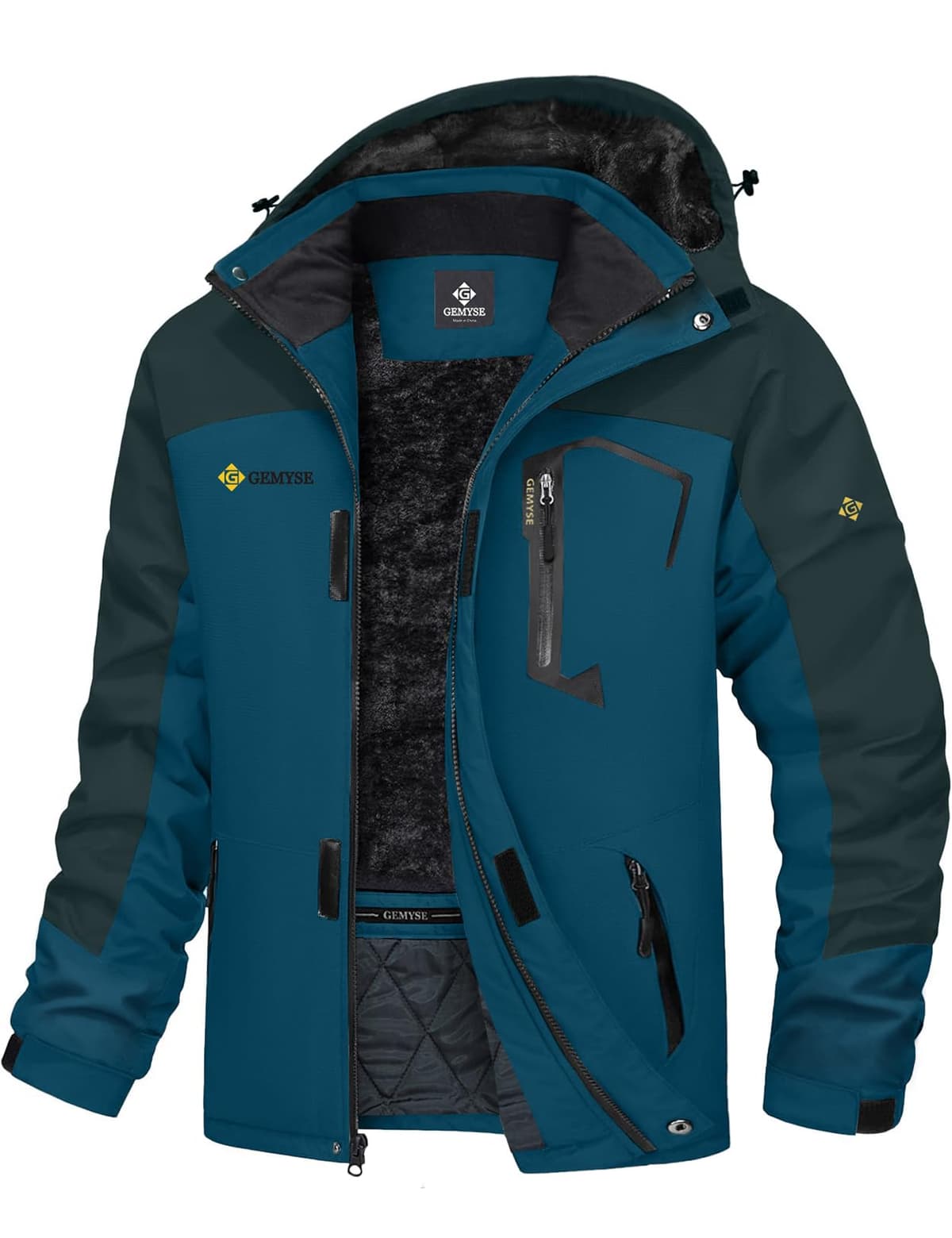 GEMYSE Chaqueta de Esquí Impermeable de Montaña para Hombre Abrigo de Invierno al Aire Libre de Lana a Prueba de Viento con Capucha — view 12