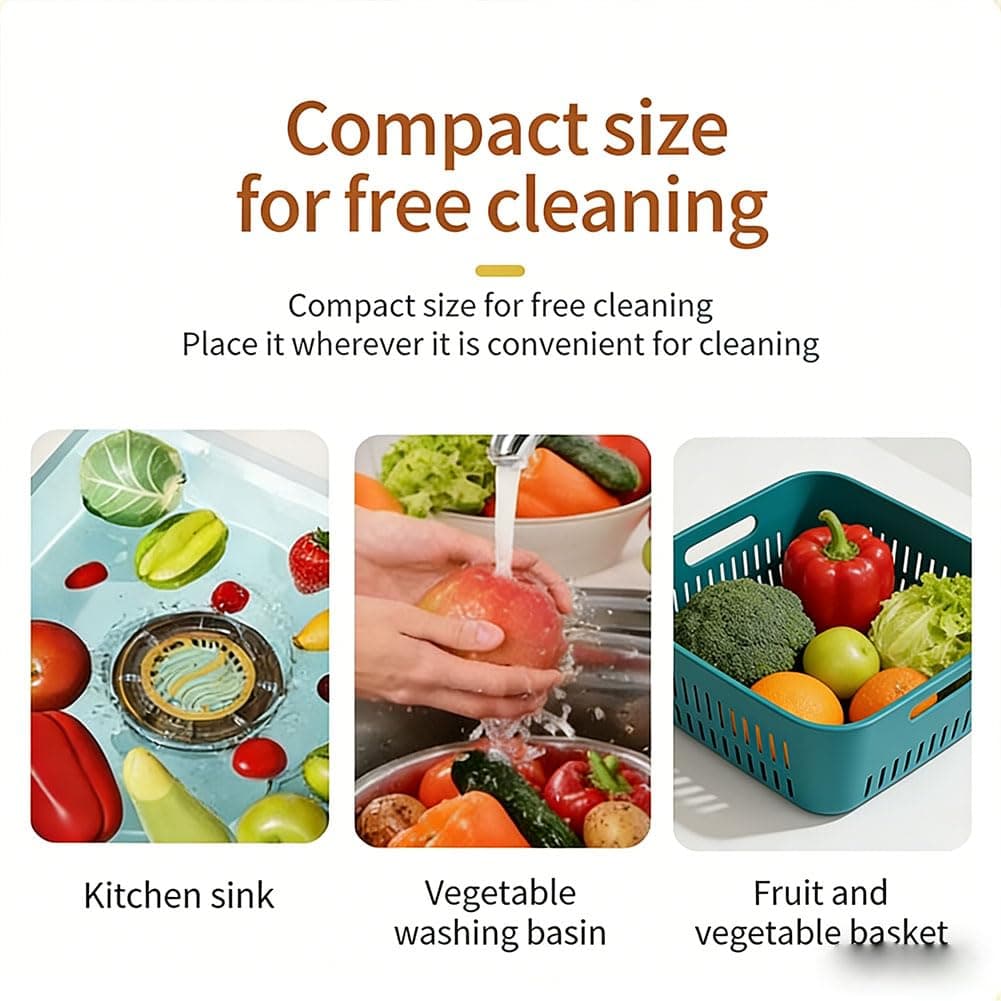 Fruit and Vegetable Washing Machine, Portable Cleaner for Produce, Meat, Grains, Seafood, IPX7 Waterproof, Cordless with USB Charging Base, Compact Kitchen Gadget (#B) — view 4