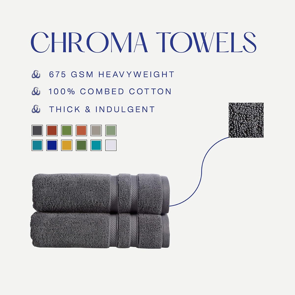 Christy Chroma Bath Sheets | Set of 2 | Highly Absorbent Heavyweight 675GSM | Bold and Bright | Soft Velvety Smooth Bathroom Shower Towels | 100% Cotton | Sustainably Made | Ash Grey — view 5