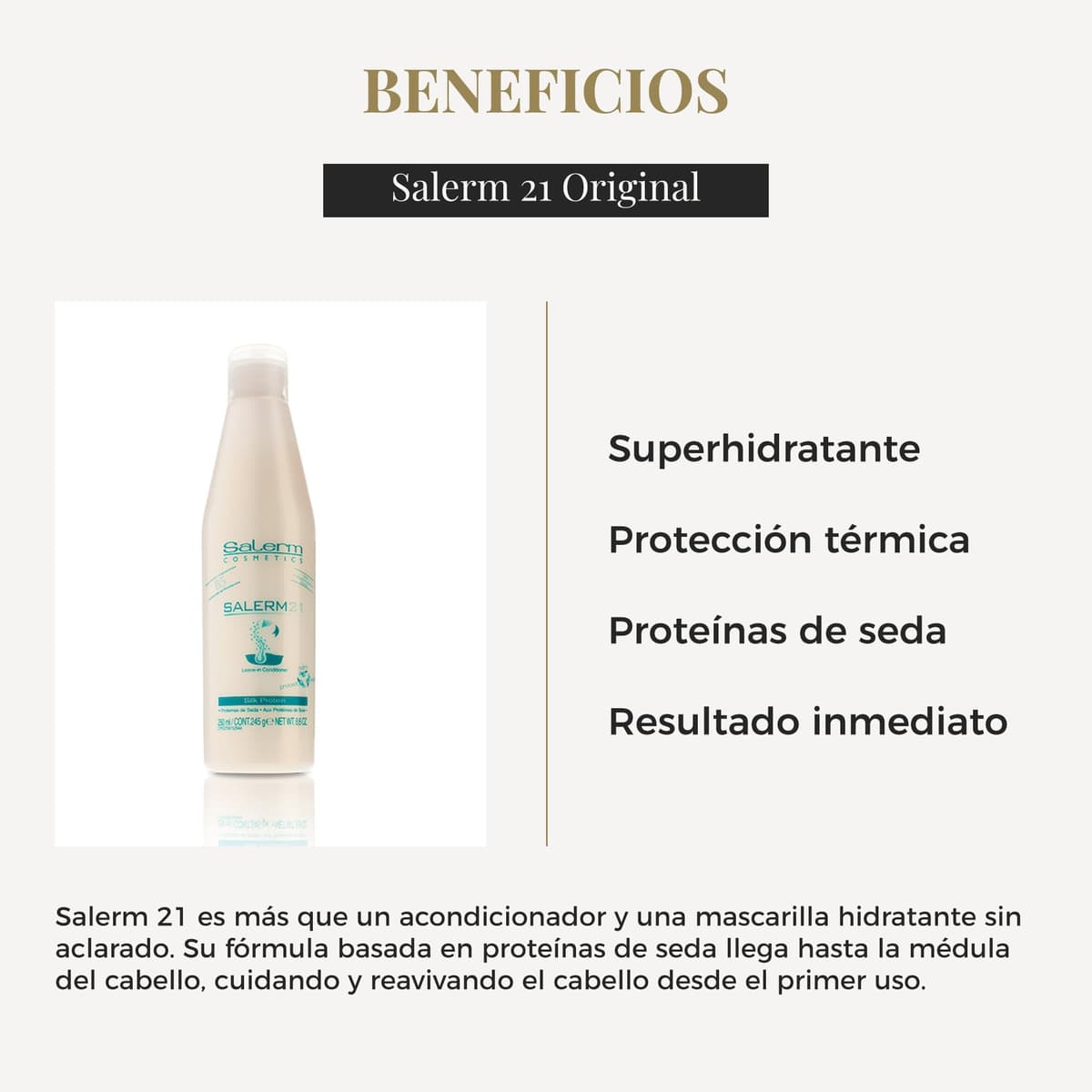 SALERM - Acondicionador de Pelo Instantáneo - Salerm 21 Silk Protein - 250 ml - sin Aclarado o con Aclarado - con Proteínas de Seda - Protector del Calor e Hidratante — view 3