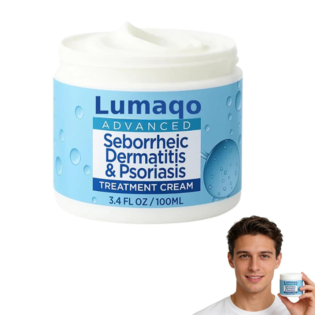 Lumaqo Crema Barba Dermatitis,Hidratación Natural,Fórmula Suave Para Pieles Sensibles Y Secas,Para Todo Tipo De Piel (1 Caja)