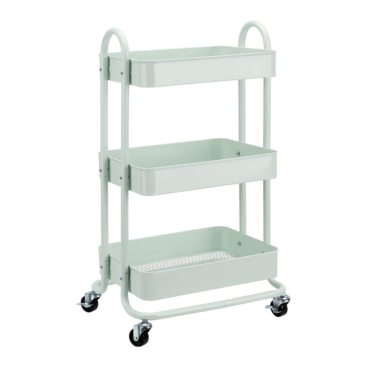 Amazon Basics Carrito de cocina o multiuso de tres niveles con ruedas en blanco — view 11
