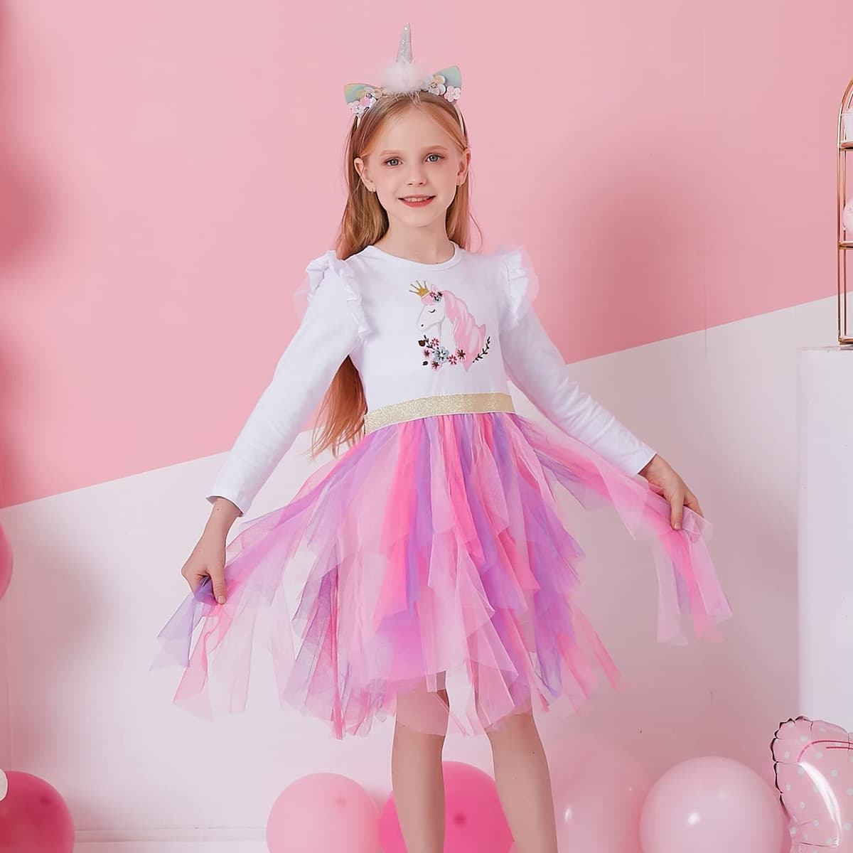 VIKITA Girls Dresses Princess Dress Flower Tulle Birthday Party Dress Girls Clothing 2-8 Years — view 2
