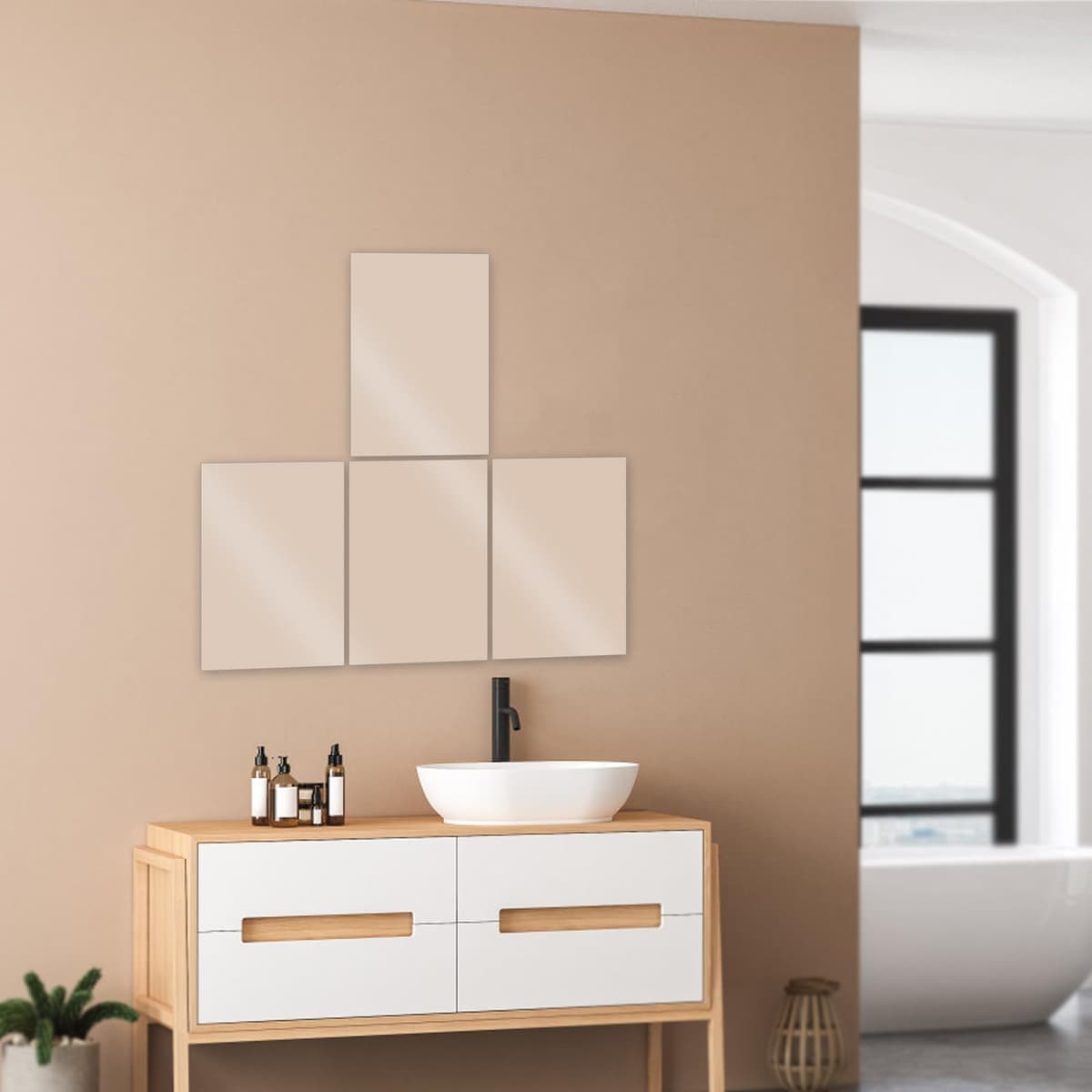 TSLBW 4 Pack Self Adhesive Mirror Stickers 40x30cm Acrylic Mirror Sheets for Wall School Home Livingroom Bathroom Bedroom Decor — view 5