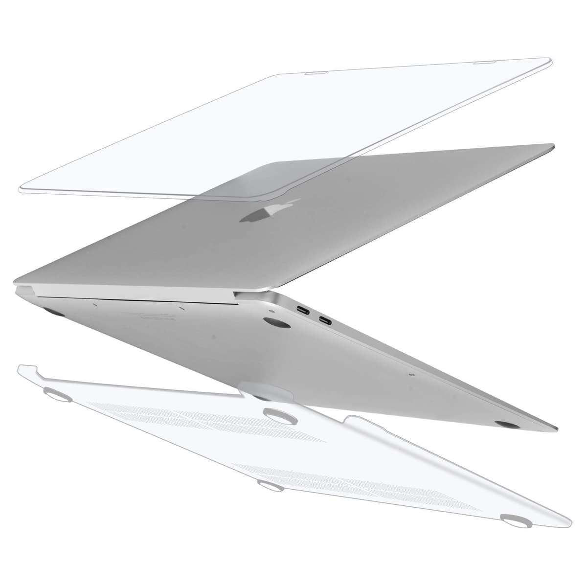 TECOOL Case compatible with MacBook Air M1 & MacBook Air 13 inch Retina 2020 2019 2018 (A2337 A2179 A1932), Plastic Snap On Hard Shell Cover & UK EU Keyboard Protector, Crystal Clear (Glossy) — view 3