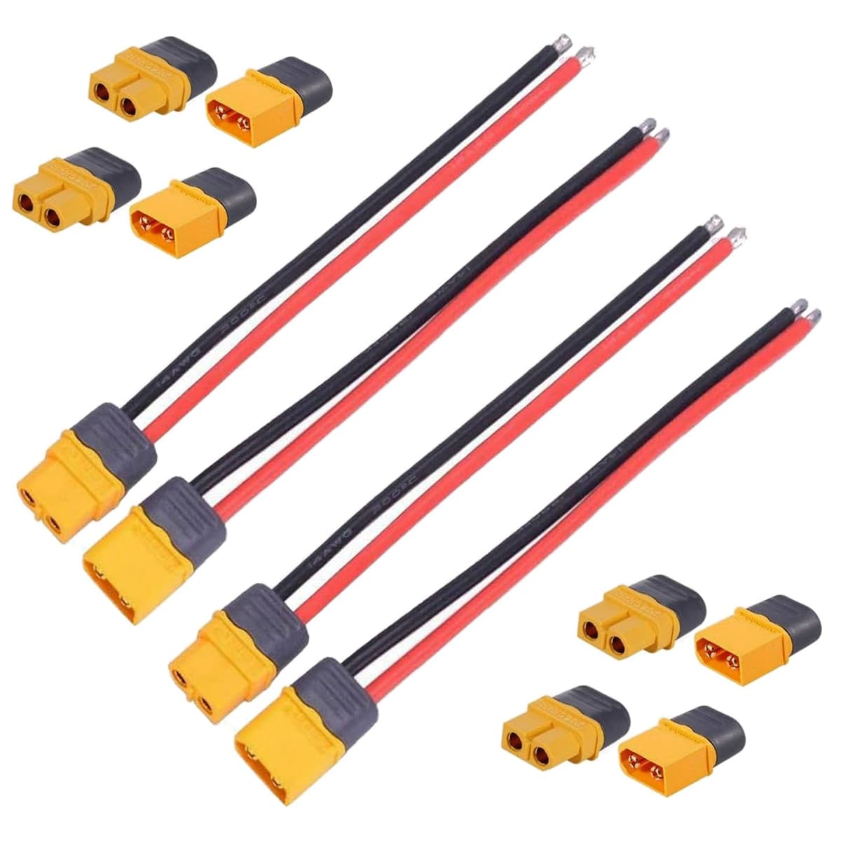 GTIWUNG 5 Piezas Macho XT-60 Adaptador de Enchufe XT60 FPV 12awg Cable de 10cm, Cable de extensión XT60 + 5 Piezas Conectores XT60 Hembra con Cable de 12AWG 10CM — view 5