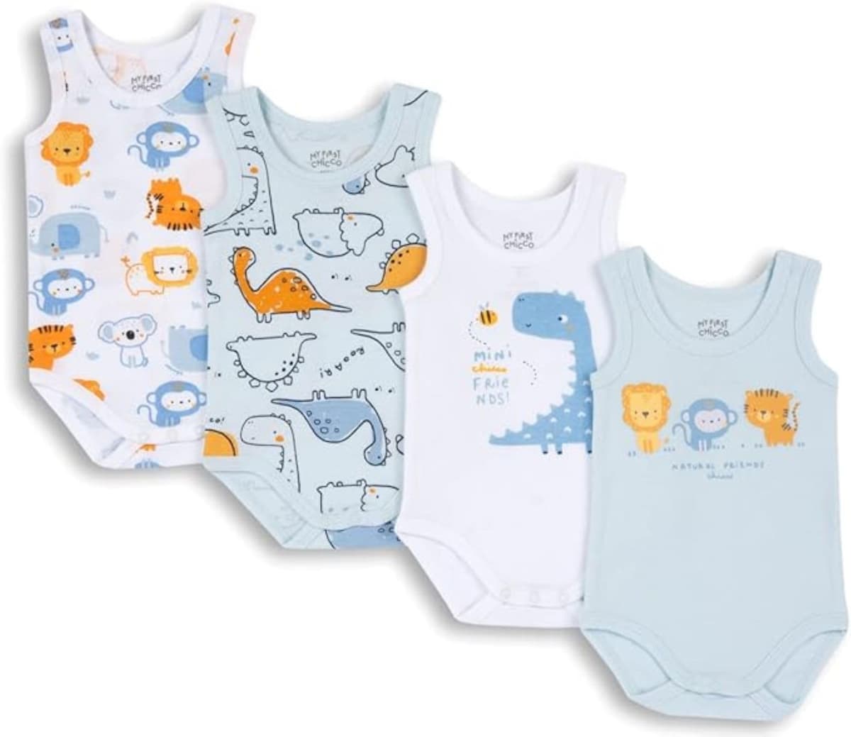 Chicco, Body Recién Nacido, Conjunto de 4 Bodies sin Mangas de Algodón 100% con Cómoda Abertura, Ropa Bebé Niño y Niña 0-3 Meses, Ideas de Regalo para Nacimiento — view 7