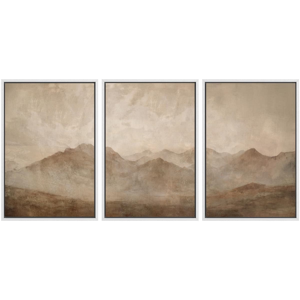 SIGNWIN Framed Canvas Print Wall Art Set Blue White Grunge Geometric Pattern Abstract Shapes Cozy Neutral Decorative Contemporary Minimal for Living Room, Bedroom, Office - 24"x36"x3 Natural — view 74