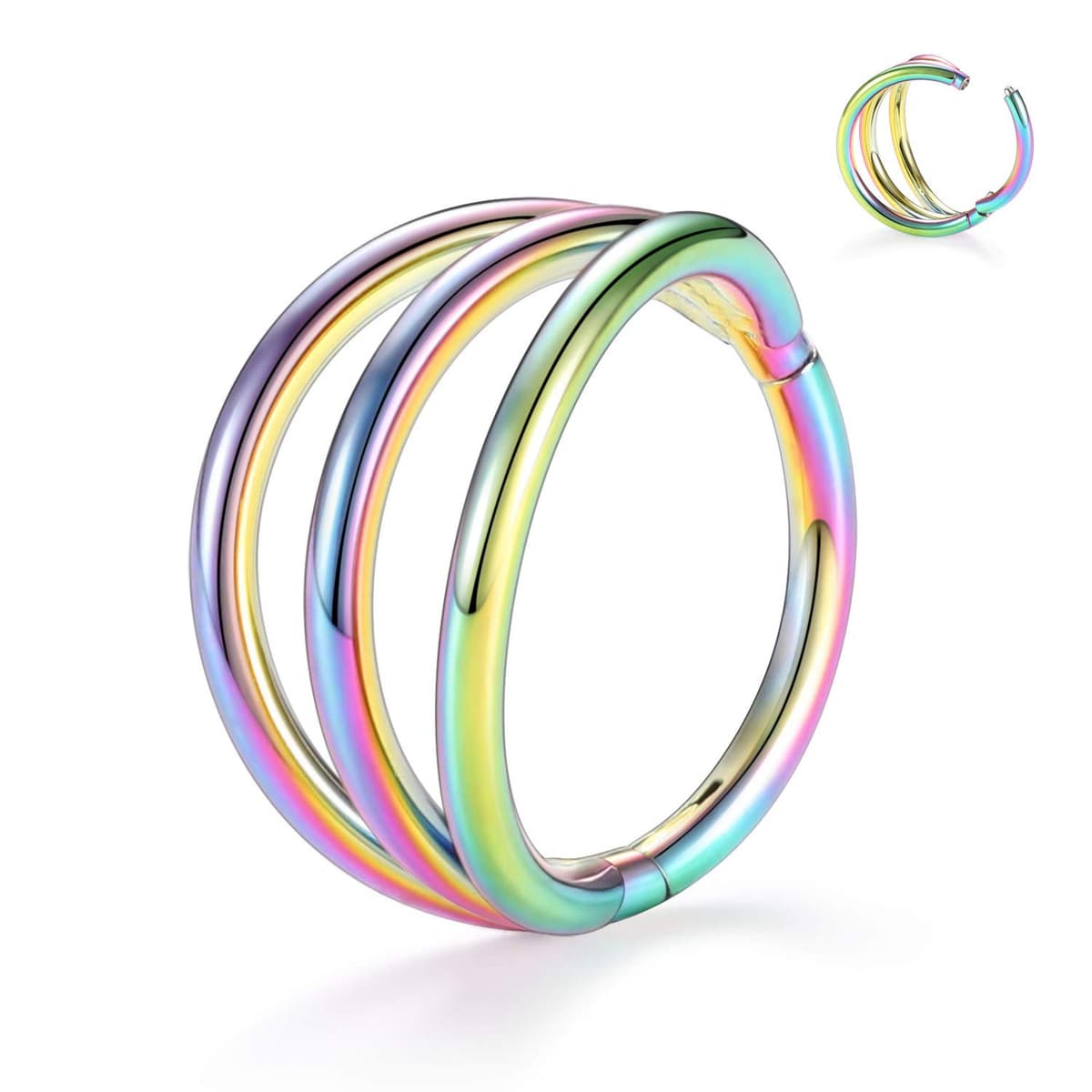 hengkaixuan Triple Double Nose Hoop Ring Sleeper Hoop Earring Helix Rook Conch Cartilage Daith Tragus Earrings Septum Ring Lobe Nose Piercing Jewellery for Women — view 26