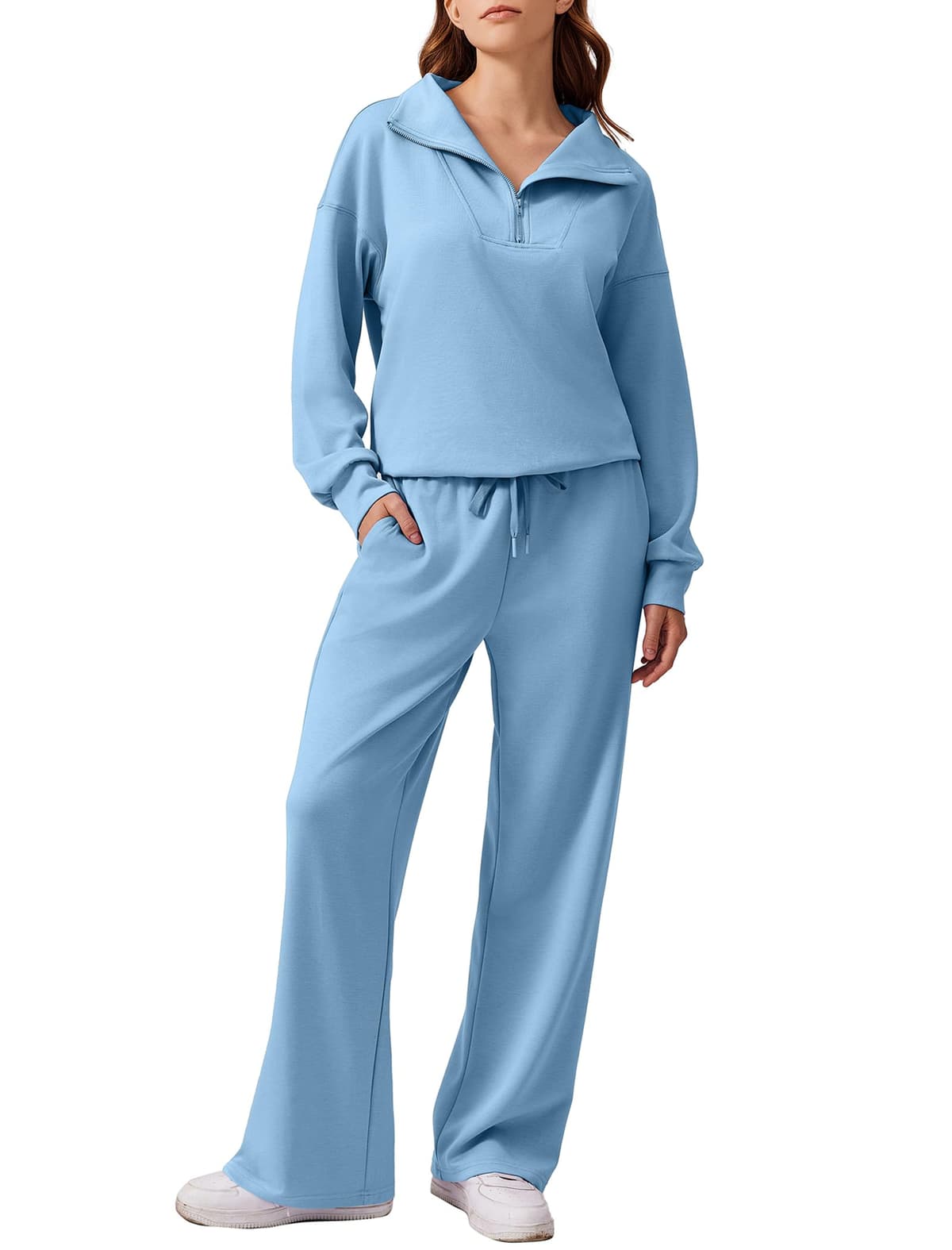 PINSPARK 2 Piece Sets for Women 2024 Fall Outfits Sweatsuit Oversized Sweatshirt Wide Leg Sweatpants Matching Set Tracksuit — view 7
