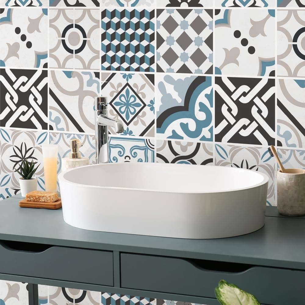 RE-COVERTILES - Pegatinas Azulejos Cocina y Baño Stickers de PVC Impermeables Antiarañazos Decoración de Pared Baldosas Peel and Stick - Modelo 24 Pzas 10x10 cm PS00179 Made in Italy — view 16