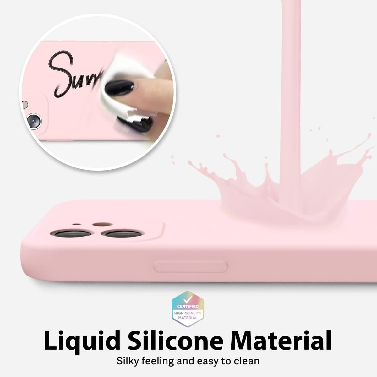 oakxco for iPhone 17 Pro Max Phone Case Liquid Silicone, Cute Thin Slim Grip Soft Rubber Gel for Women Men, Smooth Matte TPU Plain Solid Color Girly Simple Case with Camera Cover, Light Pink — view 515