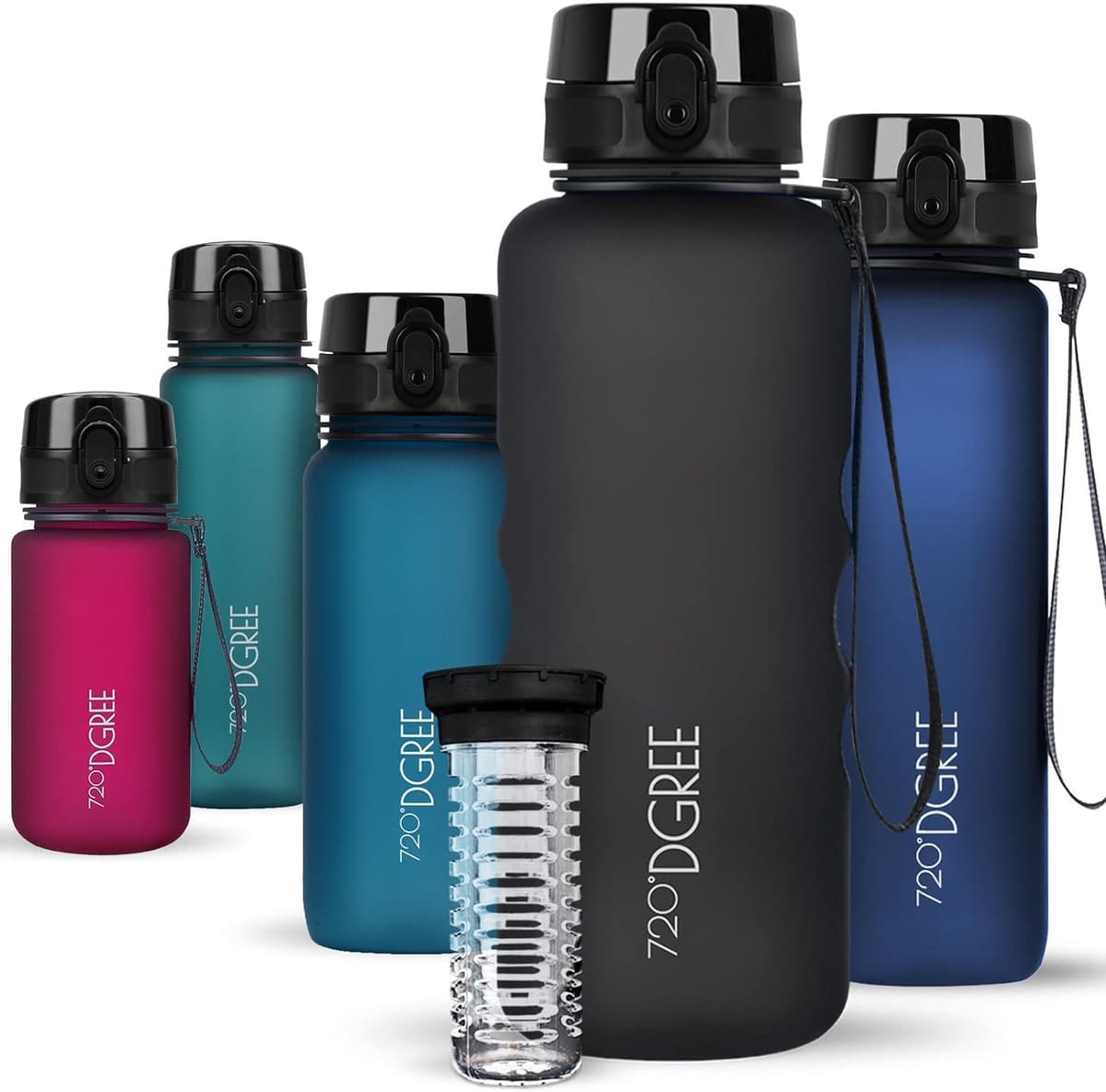 720°DGREE Botella de agua uberBottle – 1,5 litros, 1500ml | Novedosa botella deportiva | Sin BPA | Ideal para niños, fitness, deportes, fútbol, guardería, escuela, pequeños, antigoteo