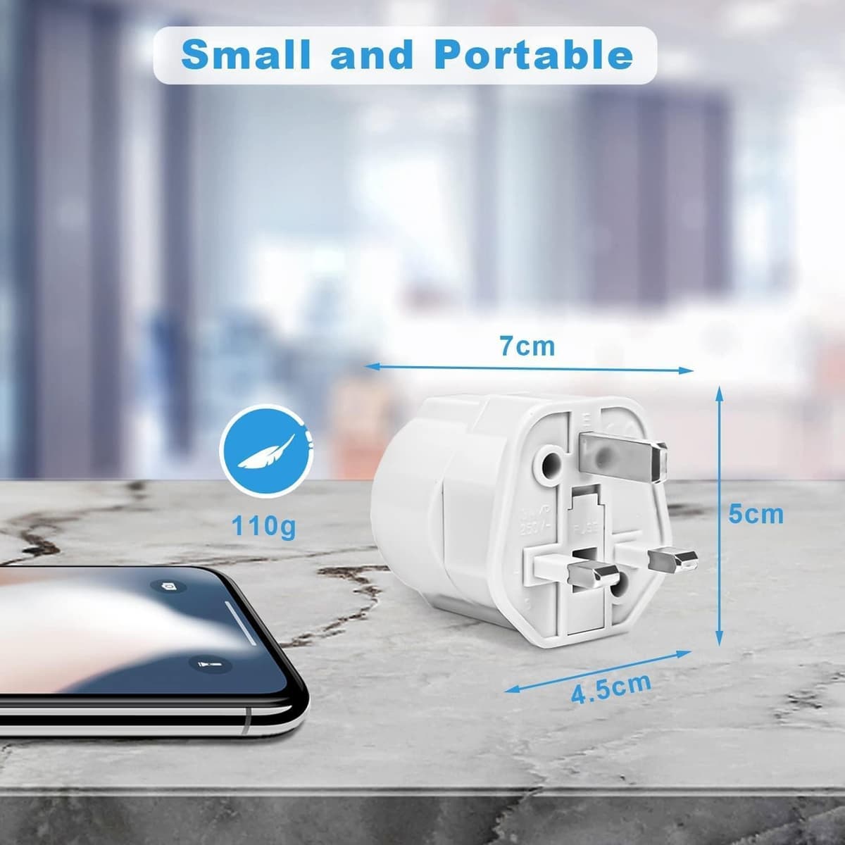 2 Piezas Adaptador Enchufe UK a español Tipo G, Adaptador de Viaje 2-Pin Europa a 3-Pin Reino Unido con Seguridad para niños para Escocia Irlanda Maldivas Dubai Gran Bretaña Singapur Hong Kong — view 2