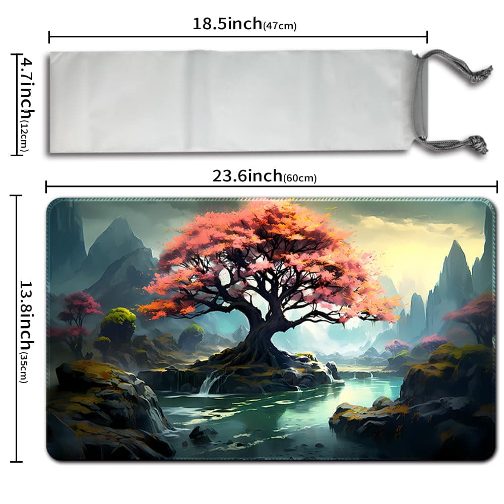 Juego de mesa MTG alfombrillas de juego + bolsa impermeable gratis, bordes biselados, superficie de goma lisa, MTG PlayMat with Zones(An Original Black Lotus Playmat) (Pink Tree — view 2