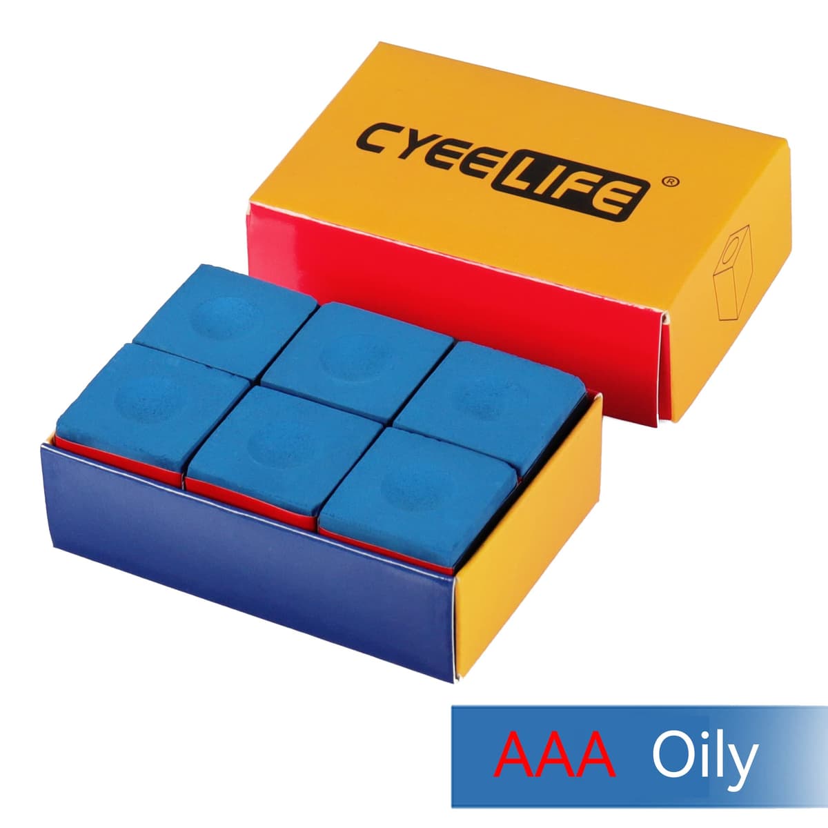CyeeLife Tiza de billar, 6 piezas, azul, accesorios de mesa de billar — view 2
