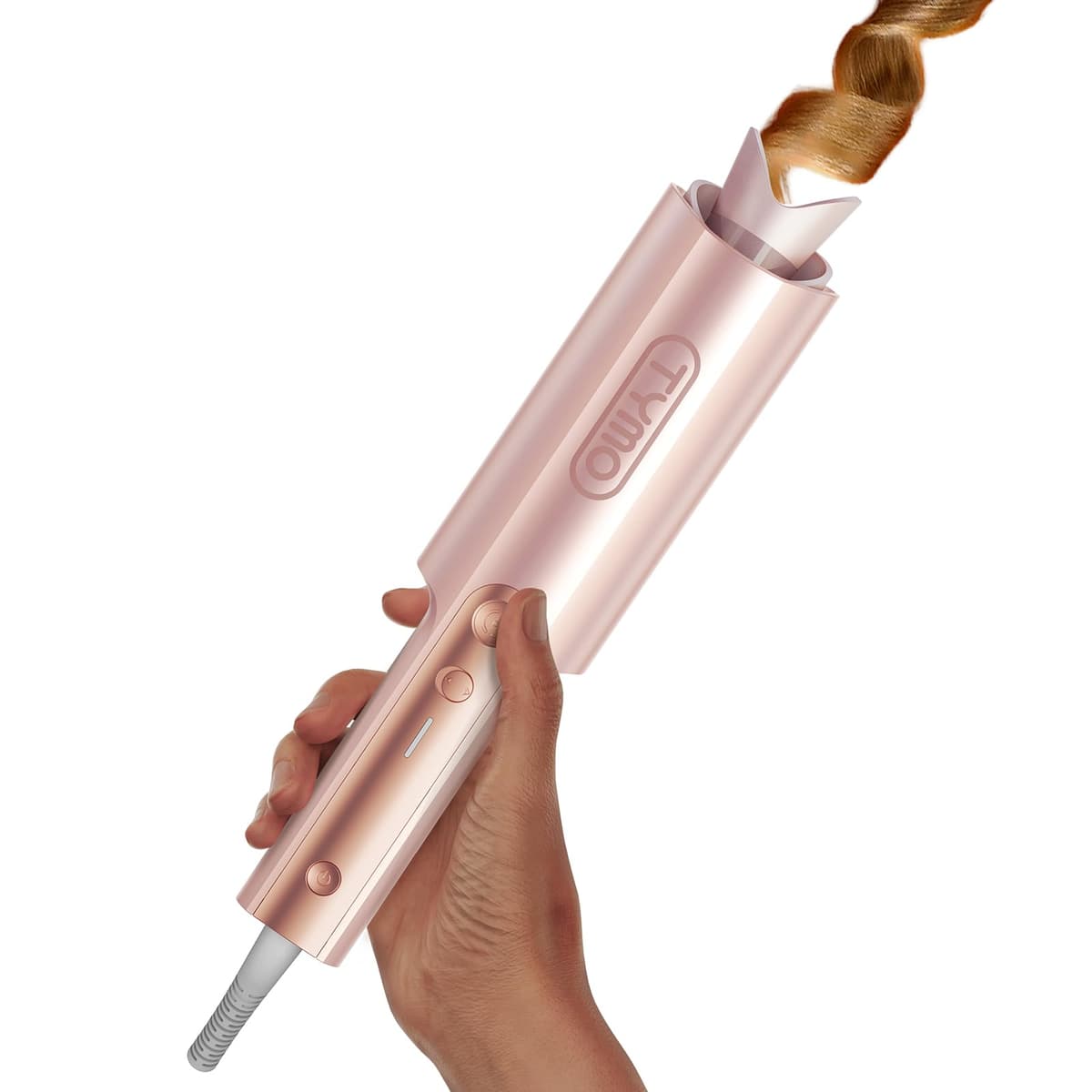 TYMO CurlPro Plus Hair Curler Automatic Rotating - Long Barrel Curling Wand for Long Hair, Ceramic Curling Iron for Women, Anti-Scald, Tangle-Free, 600M Ionic, Dual Voltage, UK Plug, Gold, 32 mm — view 7