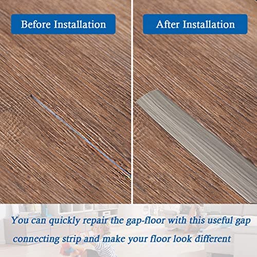 Floor Transition Strip Self Adhesive Floor Cover Strips Laminate 2" Wide Vinyl Flat Divider Transitions Elegant Wood Grain Design (5cm, 6.56Ft, Gray) — view 3
