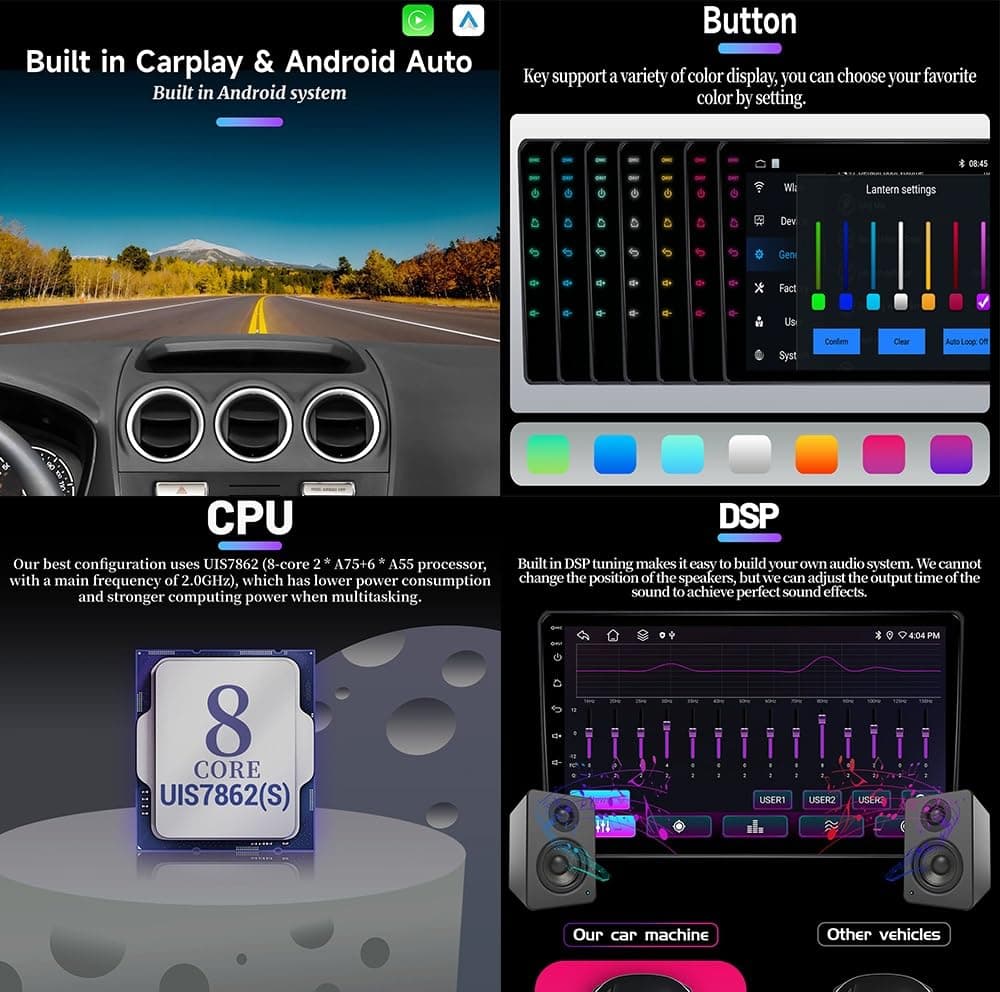 Radio para Coche Android 15 con Pantalla táctil HD de 9 Pulgadas para Nissan Murano Z50 2004-2008 Carplay cámara de visión Trasera Mirror Link Reproductor Multimedia estéreo para Coche (RS40 4+64 GB) — view 4