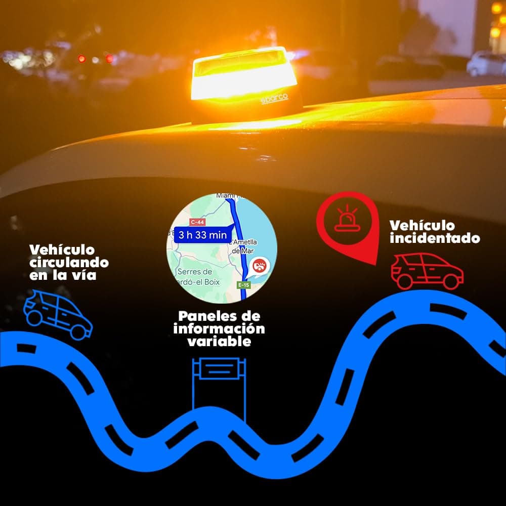 Sparco Luz Emergencia Coche V16 Homologada DGT 3.0 con Geolocalización, SIM y Datos Incluidos hasta 2038 + Estuche de Regalo, Baliza Obligatoria Enero 2026, App incluida — view 3