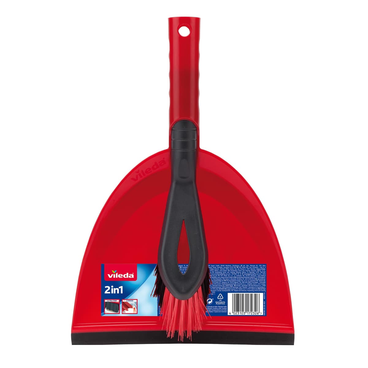 Vileda Dust Pan & Brush Set - 2in1 Brush and Pan Set with Durable Bristles & Easy to Sweep Rubber Blade - Ergonomic Handle and Clip to Combine for Easy Storage — view 8