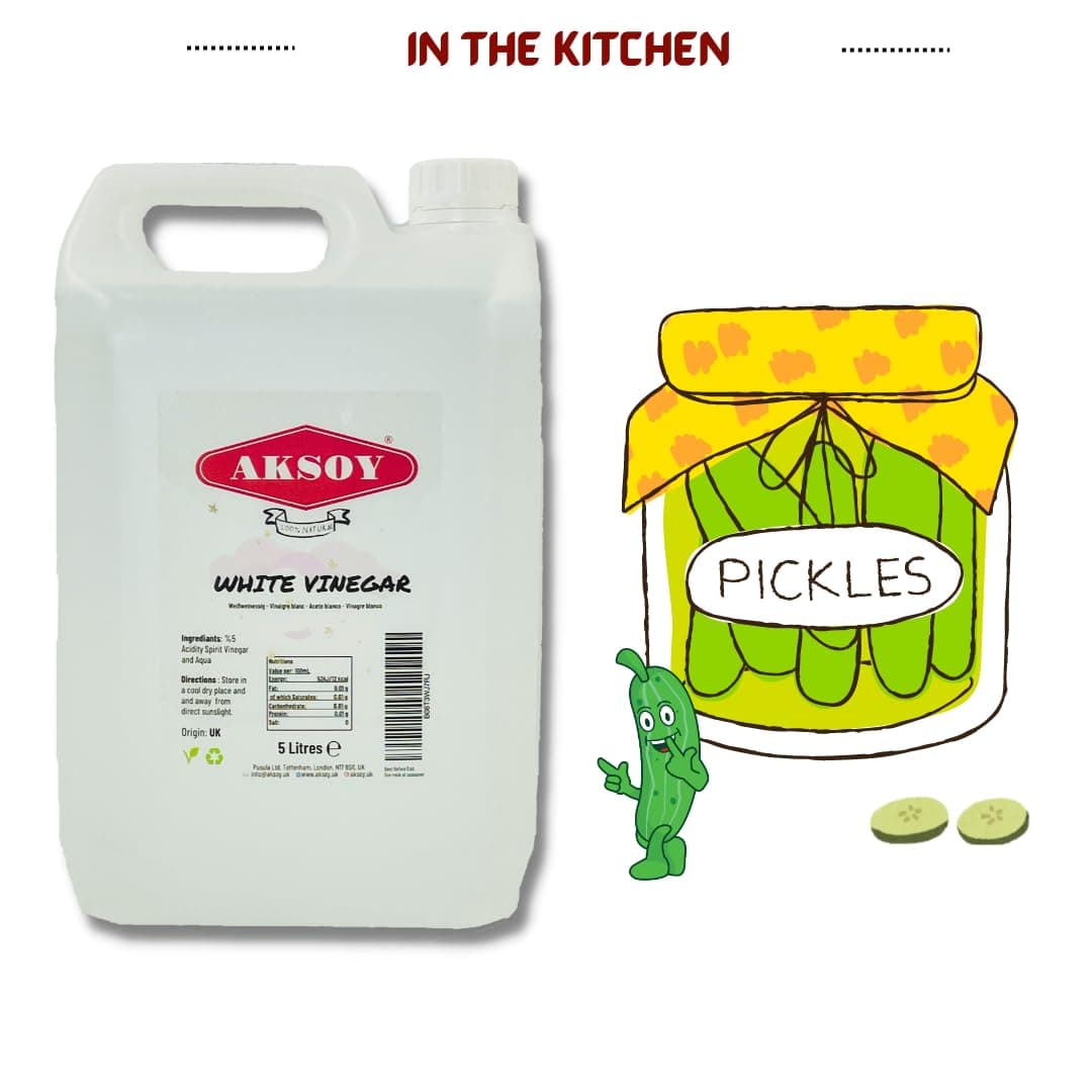 Aksoy Distilled White Spirit Vinegar 5L | Ideal for Cleaning, Pickling, Marinating, Cooking & Natural Weed Control – Multi-Purpose, Descaling & Odour Removal — view 4