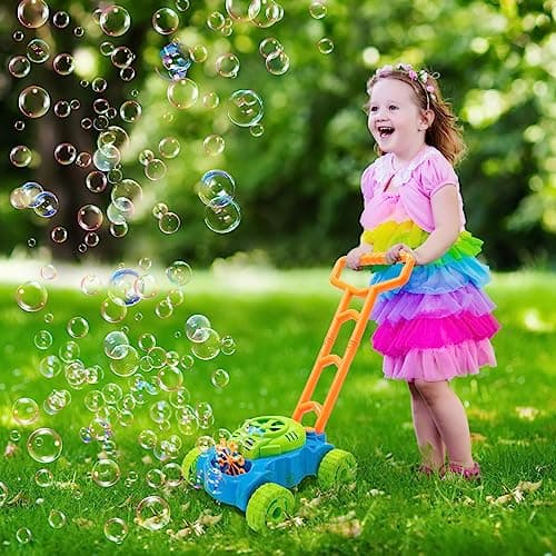 Lydaz Bubble Lawn Mower for Toddlers 1-3, Kids Bubble Machine for 1-Year-Old Boys Toy Gifts, Gardening Easter Basket Stuffers Birthday Toys, Push Summer Outdoor Toys for Preschool Baby Boys Age 1 2 3 — view 2