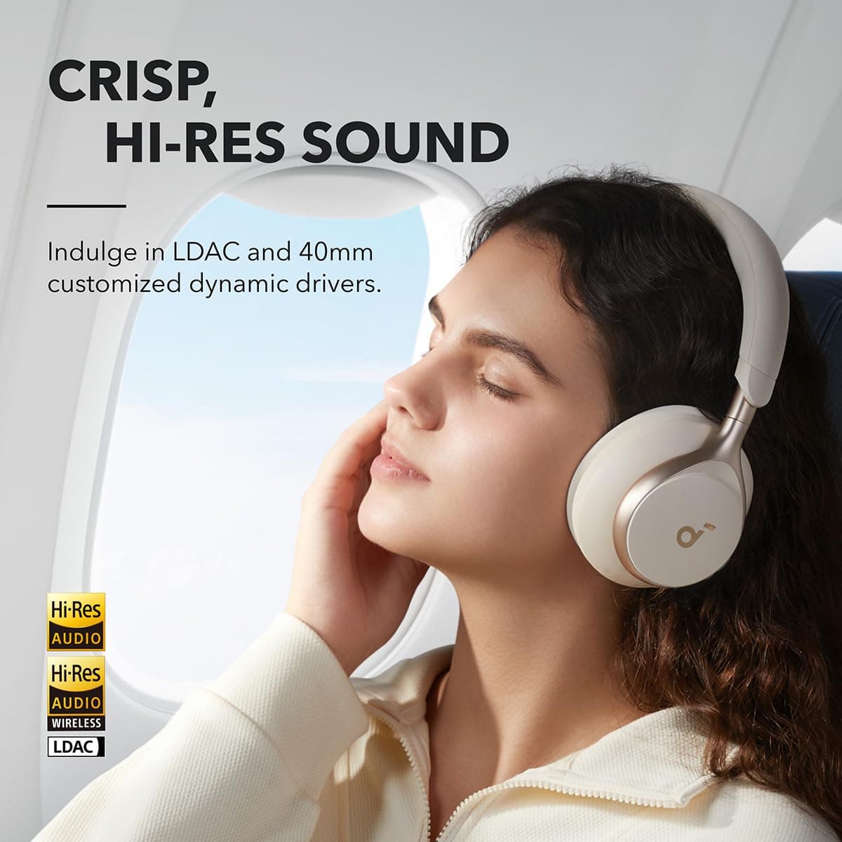 soundcore by Anker, Space One, Adaptive Active Noise Cancelling Headphones, 2X Stronger Human Voice Reduction, 40H ANC Playtime, App Control, LDAC Hi-Res Wireless Audio, Comfortable Fit, Bluetooth 5.3 — view 5