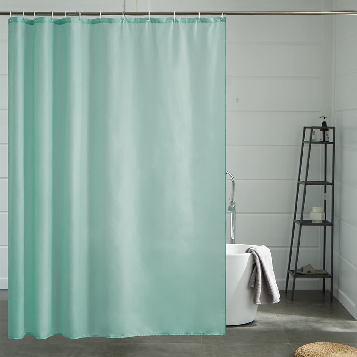Furlinic Cortina Ducha 200x200cm Antimoho Impermeable Lavable Blanco Tela Poliéster Grandes Cortinas de Baño con 12 Aros de Cortina Ducha. — view 70