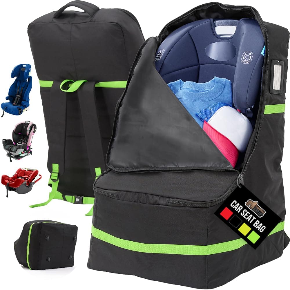 GORILLA GRIP Tear and Water Resistant Padded Car Seat Travel Bag for Airplane and Airport, Universal Fit Baby Carseat Bags, Holds Up to 50lbs, Handle & Shoulder Straps, Air Gate Check Carrier, Black — view 12