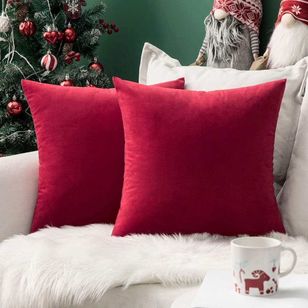 MIULEE Pack of 2 Fall Velvet Soft Solid Decorative Throw Pillow Covers Square Cushion Cases for Sofa Couch Bedroom Living Room Car Home Decor 18 x 18 Inch 45 x 45 cm Orange — view 33