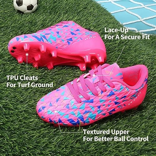 DREAM PAIRS Boys Girls Soccer Cleats Kids Football Shoes,Size 11 Little Kid,Fuchsia/Pink/Royal/Blue,HZ19003K — view 3