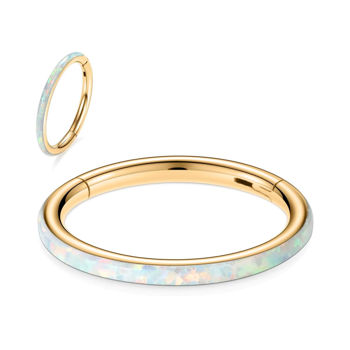 hengkaixuan CZ/Opal Nose Rings Conch Jewellery Septum Clicker 316L Surgical Steel Segment Ring Helix Cartilage Earrings Hoop Daith Tragus Rook Piercing Jewellery — view 83