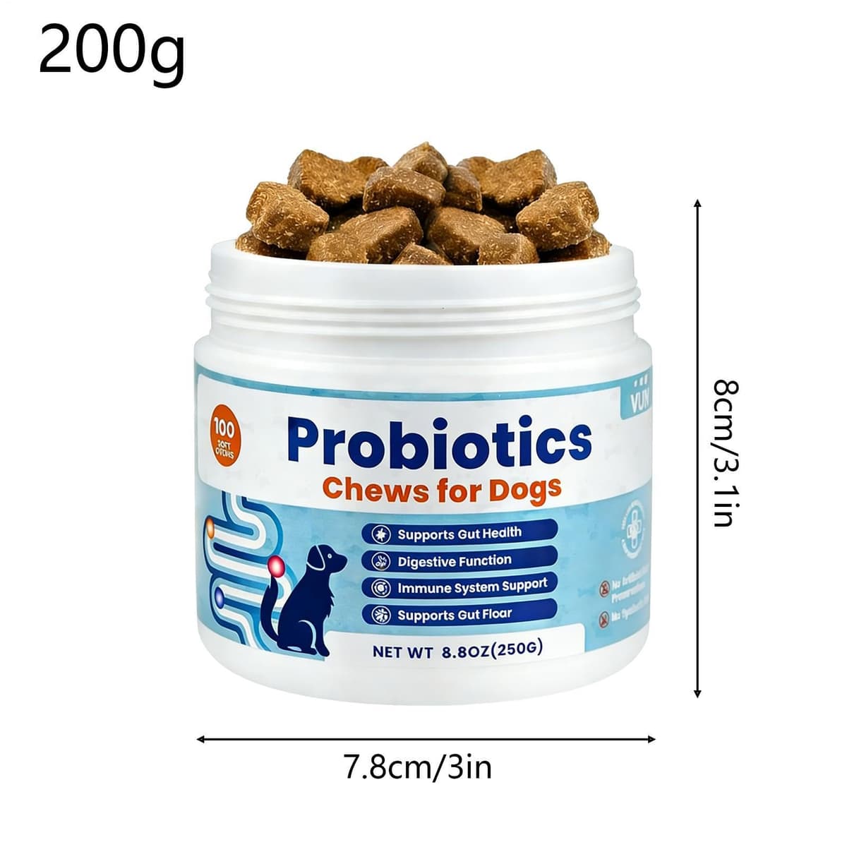Dog Relief Chews, Gut Support Tablets, Stomach Chew with Abdominal Comfort, Pets Tablets with Digestive Aid, Pet Health Supplements, Chews for Immune Gut Stomach Daily Travel Multi Pet Household Use — view 2