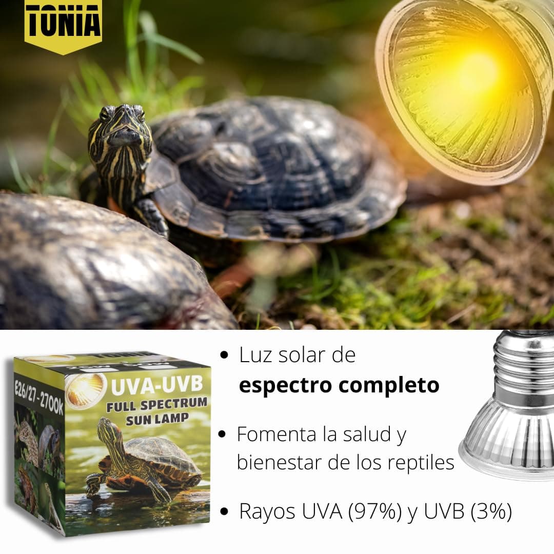 Tonia Bombilla UVB 3.0 25W y 50W - Luz Solar de Espectro Completo para Reptiles y Anfibios (1, 50w) — view 2