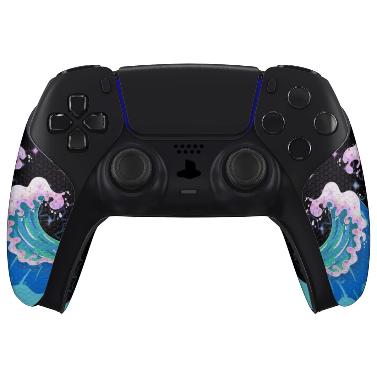 eXtremeRate PlayVital Pegatina para ps5 - Adhesivo de Silicona Antideslizante, Skin de Goma para ps5 Control, Protector con Textura para Mejor Agarre en el Mando (Olas Resplandecientes) — view 5