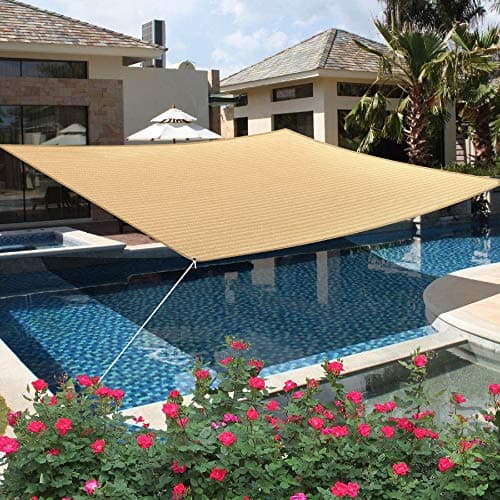 HOMA 11' x 15' Beige Rectangle Sun Shade Sail Canopy, 95% UV Blockage Awning Shelter Fabric Cloth Screen for Patio Outdoor Backyard - Heavy Duty Commercial Grade (Custom Size - Made in USA) — view 5