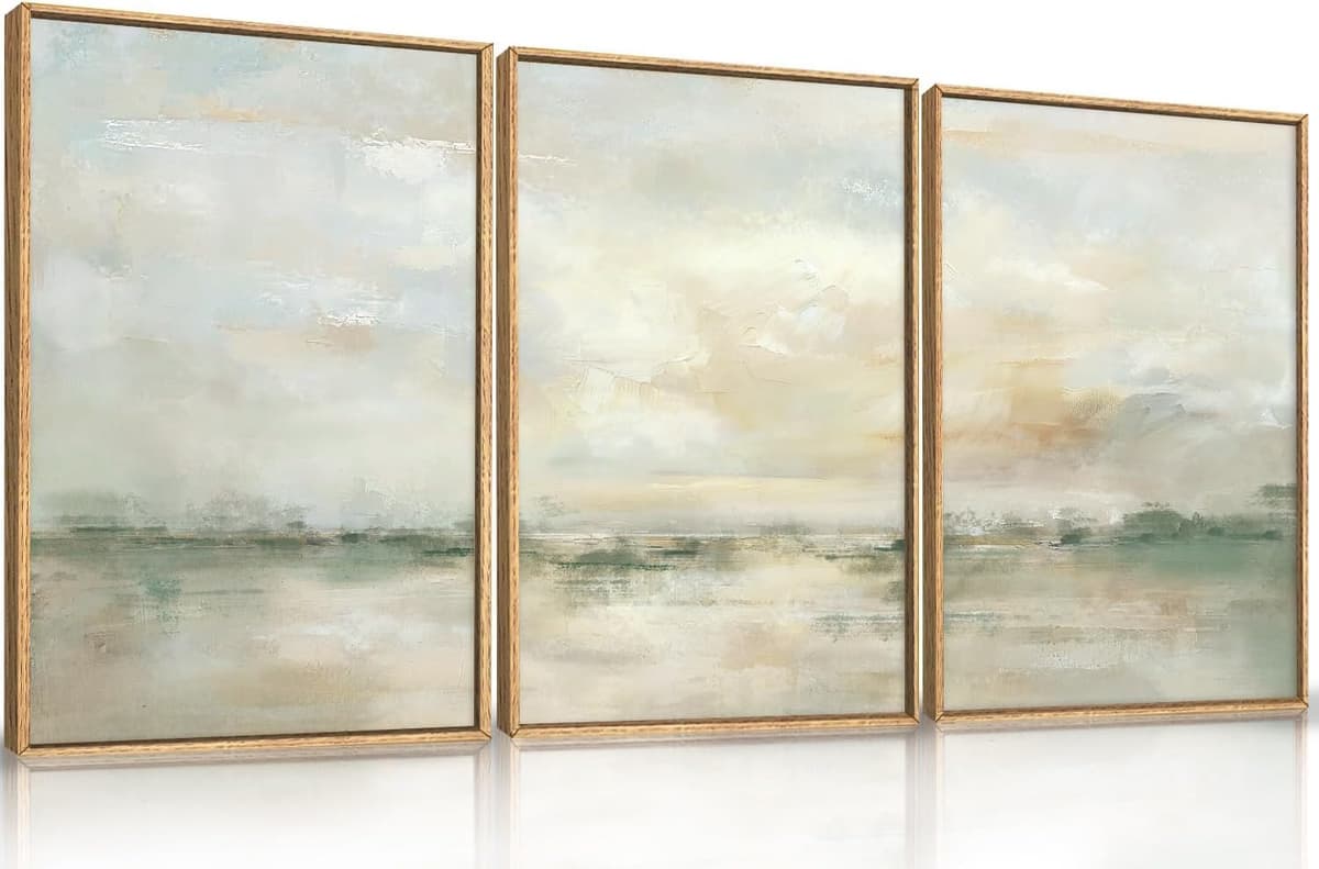 TOARTi Boho Framed Canvas Wall Art Prints, Set of 3 Mid Century Modern Wall Decor, Nature Plants Desert Sun Art Paintings, Bohemian Artwork for Living Room, Bedroom, Dining Room, Office - 12x16 x3 — view 14
