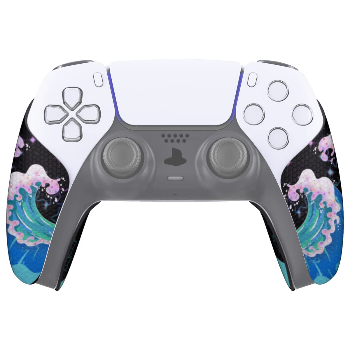 eXtremeRate PlayVital Pegatina para ps5 - Adhesivo de Silicona Antideslizante, Skin de Goma para ps5 Control, Protector con Textura para Mejor Agarre en el Mando (Olas Resplandecientes)
