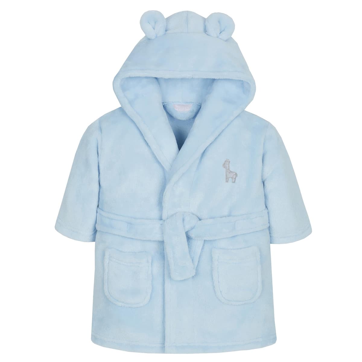 Baby Robe Dressing Gown - Super Soft Plush Fleece Bathrobe - For Baby Boy and Girl - Gift for Newborn to 6 Years - Consists Of Snuggle Hood, 2 Large Pockets and Secure Waist Tie