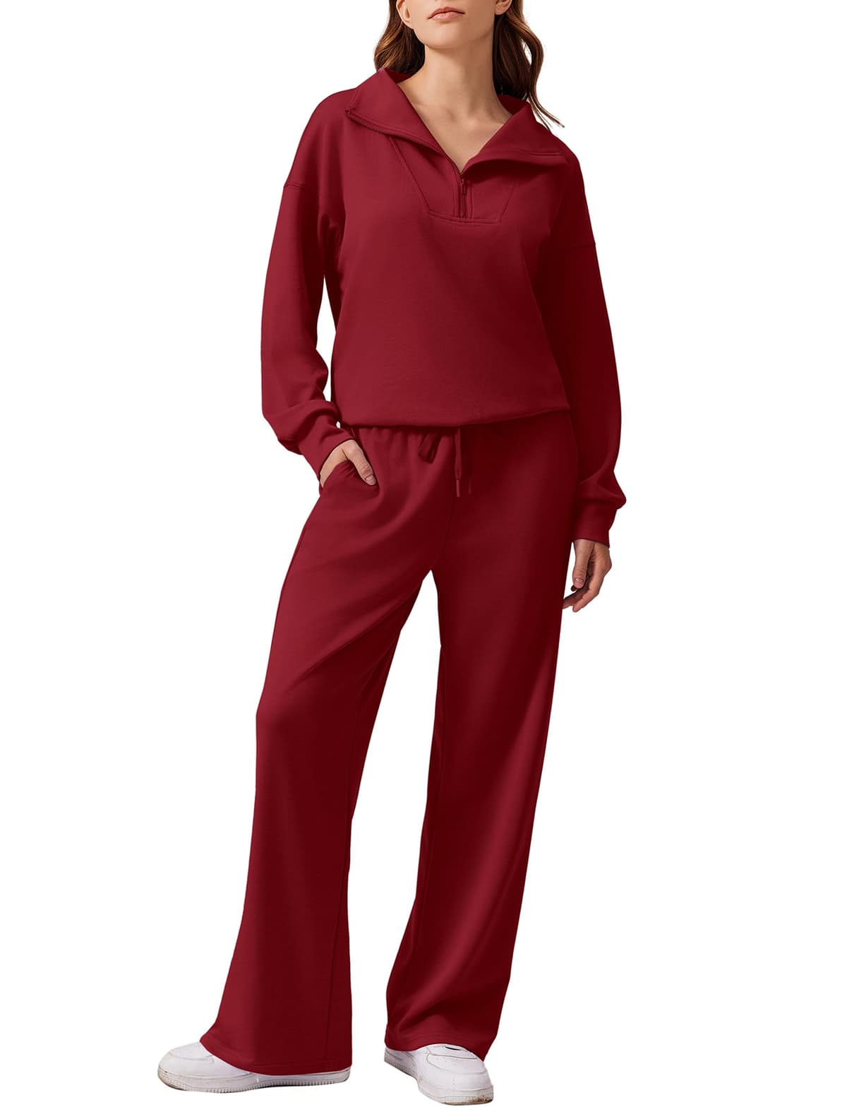 PINSPARK 2 Piece Sets for Women 2024 Fall Outfits Sweatsuit Oversized Sweatshirt Wide Leg Sweatpants Matching Set Tracksuit — view 18