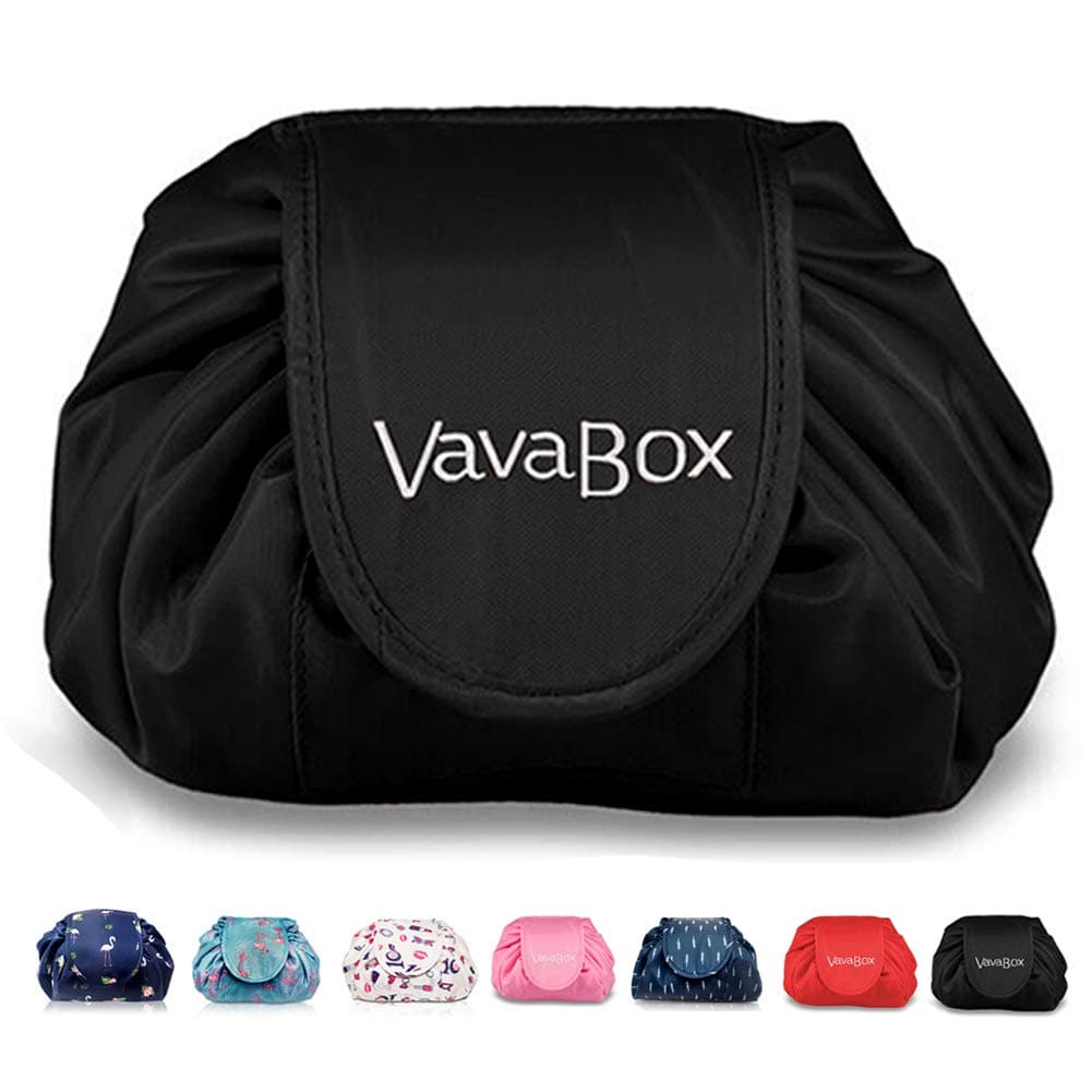 Lazy Drawstring Makeup Bags, Large Capacity Waterproof Travel Portable Cosmetic Bag Pouch Makeup Pouch Storage Organiser for Women Girl (Flamingo) — view 13